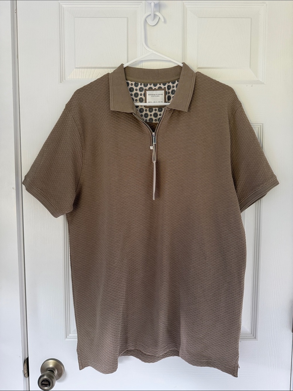 Denim & Flower Taupe Men’s Textured Quarter Zip